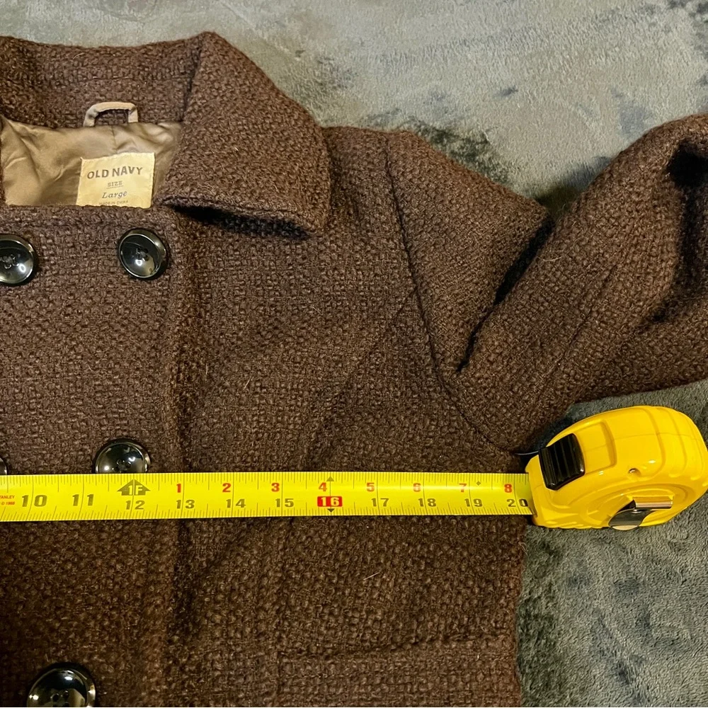 Old Navy Y2K Fall 2010 Chocolate Brown Wool Blend Tweed Boucle Midi Peacoat‎ L